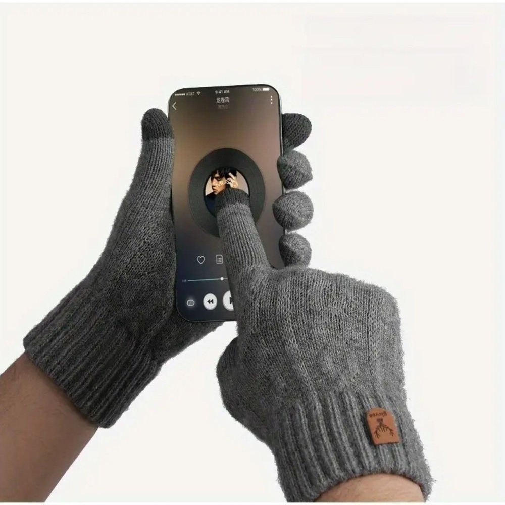 Unisex Alpaca Velvet Blend Winter Thermal Driving Gloves Gray Touchscreen LARGE - Picture 4 of 7